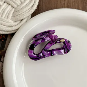 Purple abstract hair claw clip elegant medium acetate shark clip daily chic hair accessory