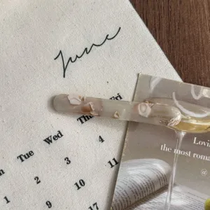 French minimalist resin hair barrette small shell pattern side clip for daily styling