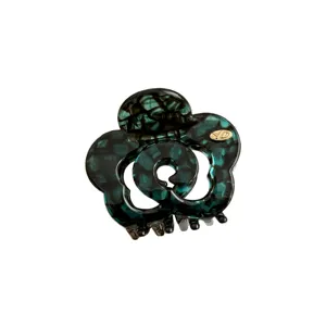 Dark green marble flower hair claw clip for women, elegant acetate shark hair clip for daily styling.