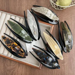French Luxury Cellulose Acetate Swallowtail Hair Clip Elegant Wood Grain Barrette Hair Styling Accessories For Women