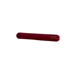 Wine red glossy hair barrette, minimalist French style hair clip for elegant daily hairstyles.