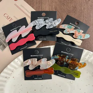 Minimalist Acetate Hair Clips For Women Geometric Side Clips Bangs Hairpins Fashion Hair Accessories 2 Pcs Set