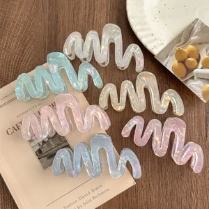 Korean Style Wavy Mermaid Gradient Hair Claw Acetate Geometric Shark Clip Fashion Hair Accessories For Women