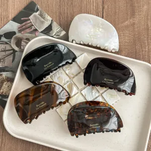 Retro Acetat Haarklammer Für Damen Elegant Schildpatt Halbrund Hai Clip Tägliches Pendeln Haarstyling Zubehör