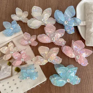 Vintage Acetat Meerjungfrau Strass Schmetterling Haarklammer Süß Täglich Haarschmuck Für Damen Dekorative Haarstyling