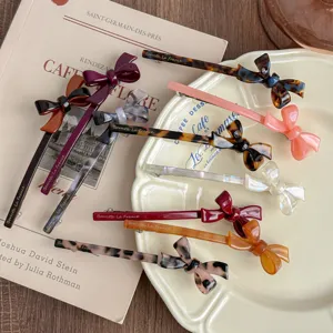 Korean acetate bow spring hair clip elegant french style hair accessory for women daily