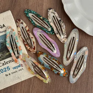 Korean style vintage acetate hair clips set colorful snap hair pins for women hair styling