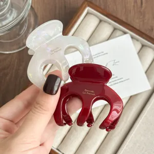 Medium acetate hair claw clip for women, elegant pumpkin design shark hair clip for thin hair.