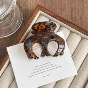 Acetate hair claw clip medium pumpkin style elegant tortoiseshell hair accessory for women