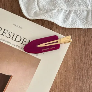 Wine red acetate hair clip elegant side hairpin for women makeup styling daily sweet accessories.