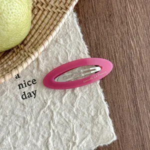 Korean style hollow oval acetate hair clip pink snap hairpin cute fashion hair accessory
