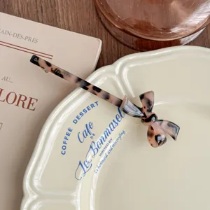 Korean acetic acid bow hair clip tortoiseshell barrette elegant hair styling accessory