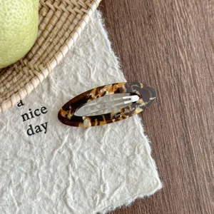 Korean style oval tortoiseshell acetate hair clip elegant snap hairpin for women daily hair styling