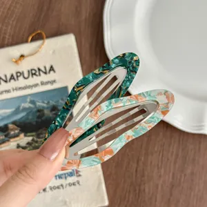 Korean retro side snap hair clips resin bobby pins elegant hair accessories for women