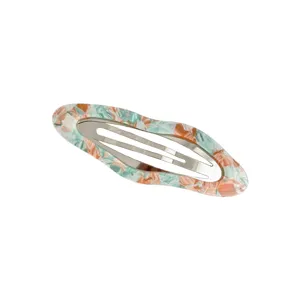 Korean retro marble pattern acrylic snap hair clip for side bangs and daily styling