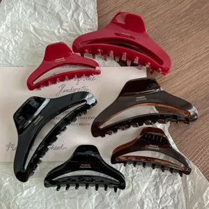 Large Acetate Hair Claw Clip Hollow Dumpling Geometric Shark Clip Gold Letter Hair Accessories For Women Girls Hair Styling