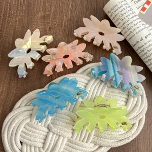 Large Acetate Flower Hair Claw Clip Sweet Style Colorful Floral Shark Clip Hair Accessories For Women Daily Styling