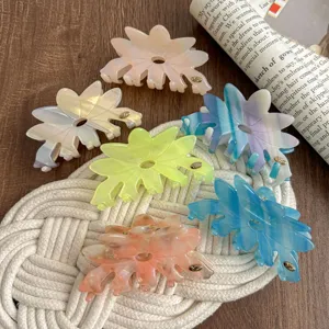 Large flower acetate hair claw clip, colorful hair catch clamp for women girls styling accessory.