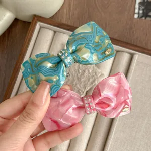 French rhinestone bow hair clip acetate spring hair accessory for women daily styling detail.