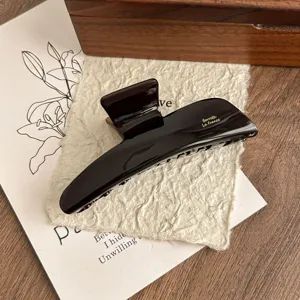 Chocolate brown acetate hair claw clip, elegant large shark clip for women's daily styling.