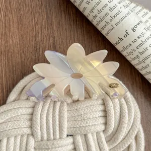 Large acetate flower hair claw clip, iridescent colorful shark clip for stylish daily hair styling.