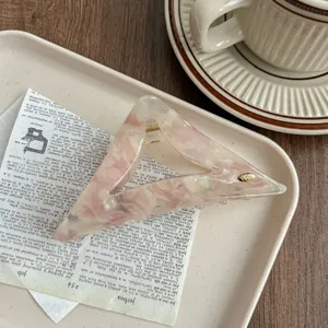 Vintage acetate triangle hair claw clip, large geometric hair catch for elegant styling.