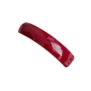 Red curved acetate hair clip for women, simple elegant barrette ponytail spring hair accessory.