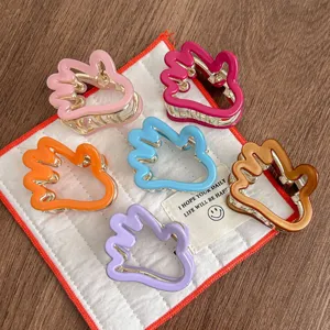 Pince à Cheveux Mignonne en Forme de Paume en Acétate Barrettes à Frange Douces Accessoires de Cheveux pour Femmes et Filles