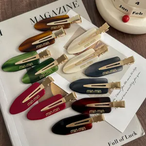 Colorful acetate hair clips, elegant duckbill side pins for daily styling and bangs decoration.