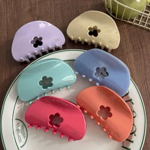 Cute pastel flower hair claw clips for women, high quality stylish acetate hair accessories.