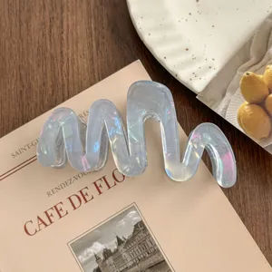 Mermaid style wave hair claw clip, high quality acetate material with iridescent shine.