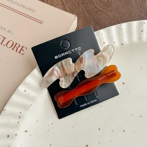 Minimalist 2pcs acetate hair clips elegant irregular duckbill clips for women bangs styling