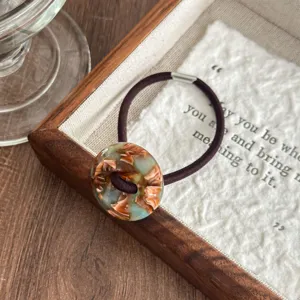 Retro acetate button hair tie tortoiseshell hair rope high elasticity durable hair band