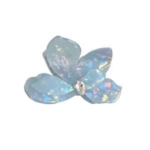 Blaue Meerjungfrau Acryl Blumen Haarklammer mit Kristall Strass für elegante Damenfrisuren