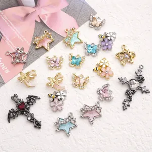 Alloy sweet DIY charm pendant necklace bracelet accessories flower butterfly star cross moon