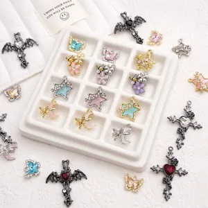 Alloy DIY Jewelry Pendants Butterfly Moon Cross Flower Star Charms Rhinestone Necklace Bracelet Making Accessories