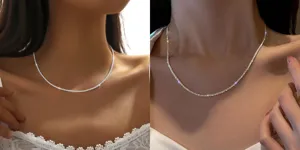 Prachtige fonkelende zilverkleurige sleutelbeenketting halsketting, elegante dames sieraden.