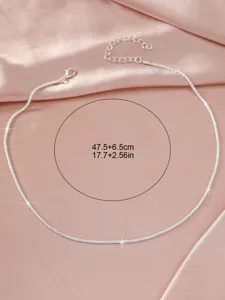 Sprankelende zilveren ketting delicate fijne halsketting met verlengketting voor dames.