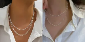 Prachtige dubbellaagse zilveren ketting minimalistische glanzende sleutelbeinketting voor