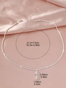 Strass kruis hanger sleutelbeen ketting met verlengketting, elegante zilveren sieraden.