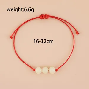 Handmade red string woven beaded bracelet adjustable size 16-32cm lightweight fashion jewelry