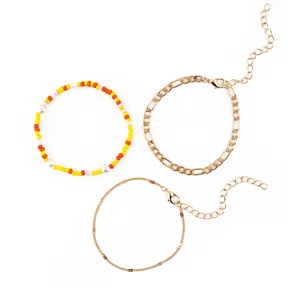 Trendy Gold Chain Bead Pearl Bracelet Set 3pcs For Women Fashion Jewelry Gifts Best