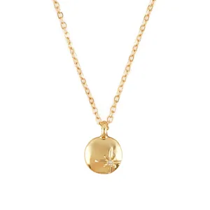Gold eight-pointed star pendant necklace dainty minimalist celestial jewelry for women daily wear
