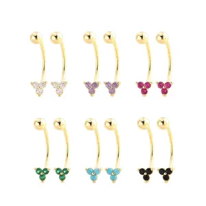 Orecchini a Bottone con Trifoglio in Argento Sterling S925 per Donna Piccoli Piercing ad Elica con Strass Incastonati Gioielli
