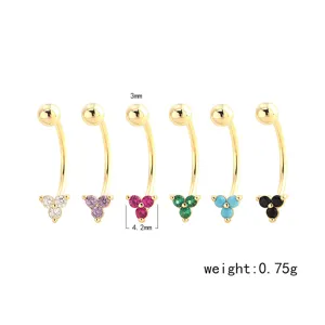 Argento S925 pietra multicolore trinità bilanciere curvo orecchino cartilagine piercing gioiello