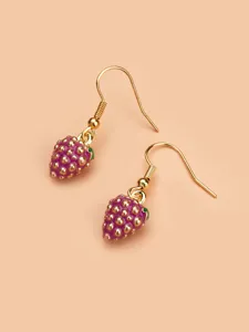 Orecchini pendenti viola con bacche carine per donne, gioielli alla moda con frutta.