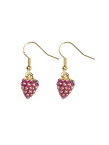 Carini orecchini a gancio con bacche viola, stile frutta dolce orecchini pendenti da donna.