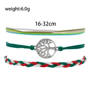 Ensemble de bracelets tressés multicouches faits à la main avec pendentif arbre de vie.