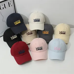 American Letter Embroidery Baseball Cap Women Casual Sun Protection Soft Top Curved Brim Acrylic Hat