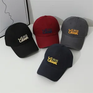 American style letter embroidered baseball cap, washed cotton soft top sun protection hat.